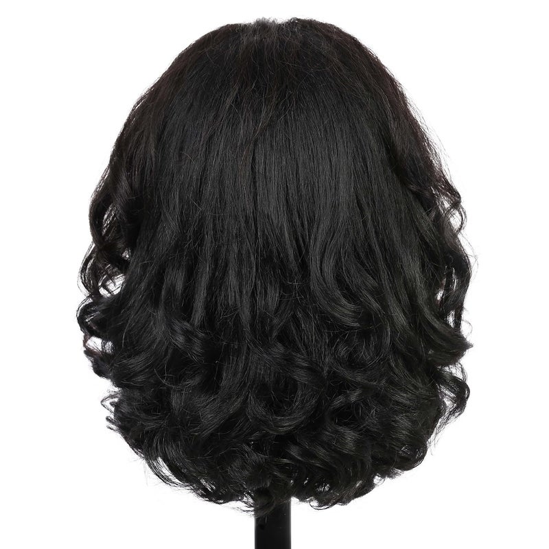 Quantum Love Half Wigs for Black Women Yaki Curly Half Wig with Curly Ends Wear and Go Natural Black Synthetic Glueless Hair14 Inch with Headband - Image 3